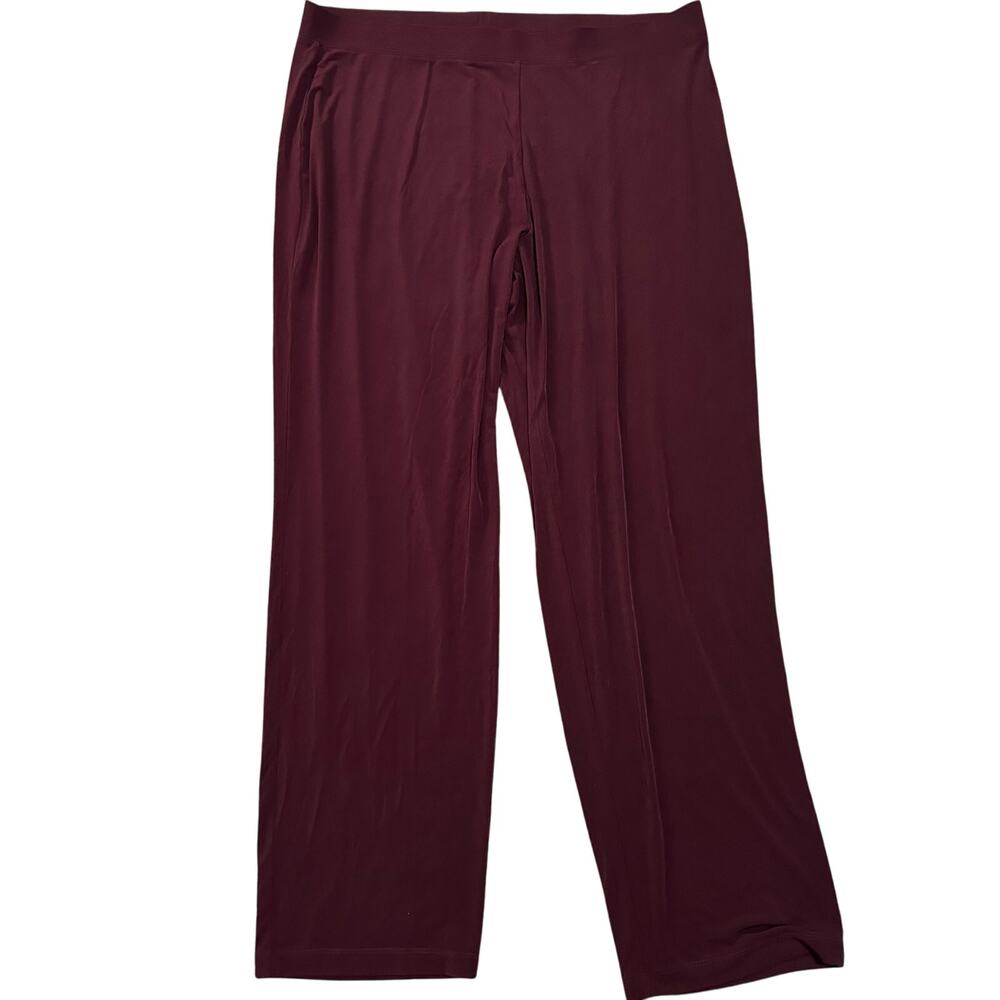 SUSAN GRAVER Women's Liquid Knit Mock-Neck Top and Wide-Leg Pull-On Pant Size 1X